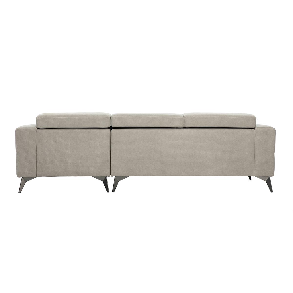 Canapé d'angle droit 3 places avec têtières ajustables en tissu chenille beige et métal NORELL beige, MILIBOO