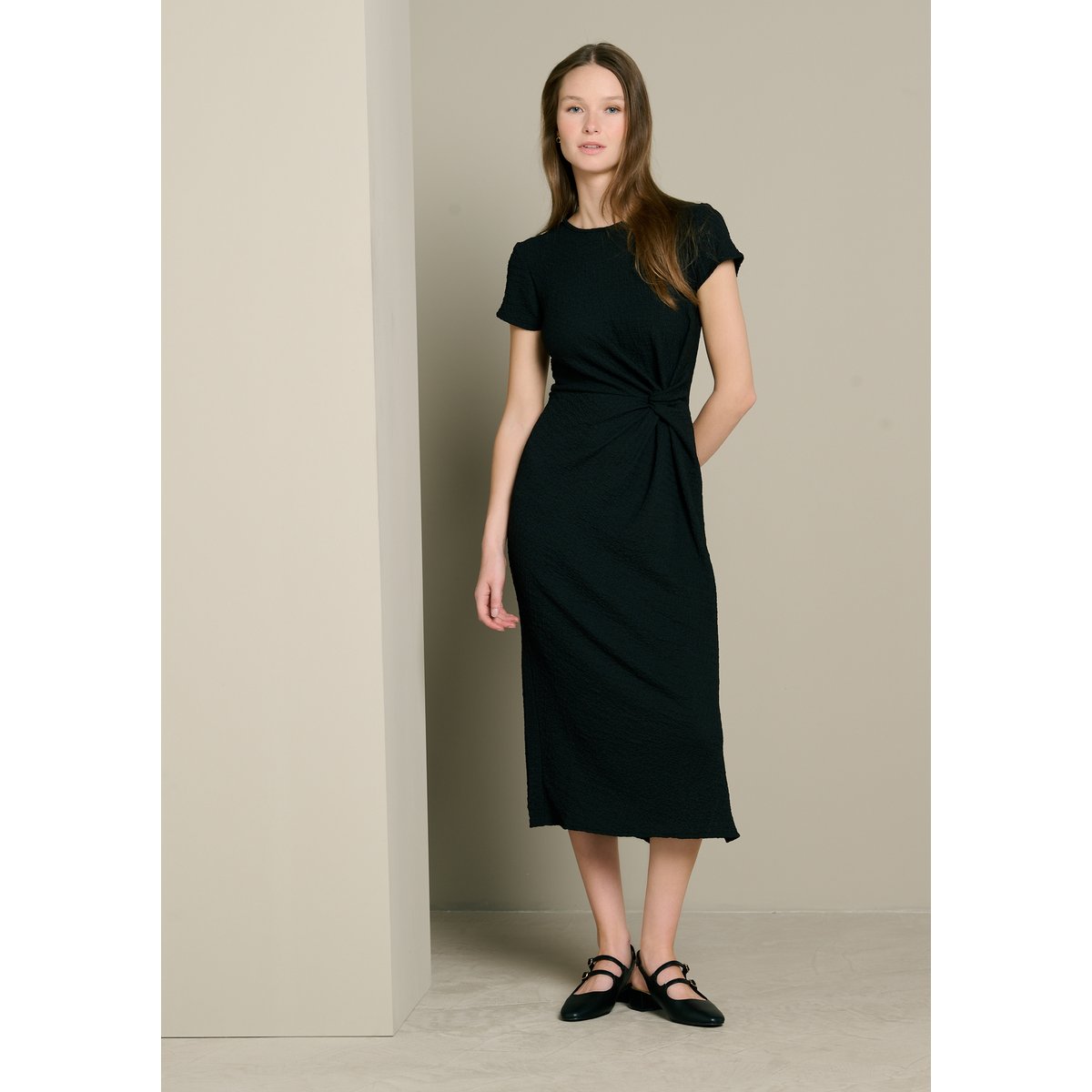 Robe maille twistée noir, LOLALIZA