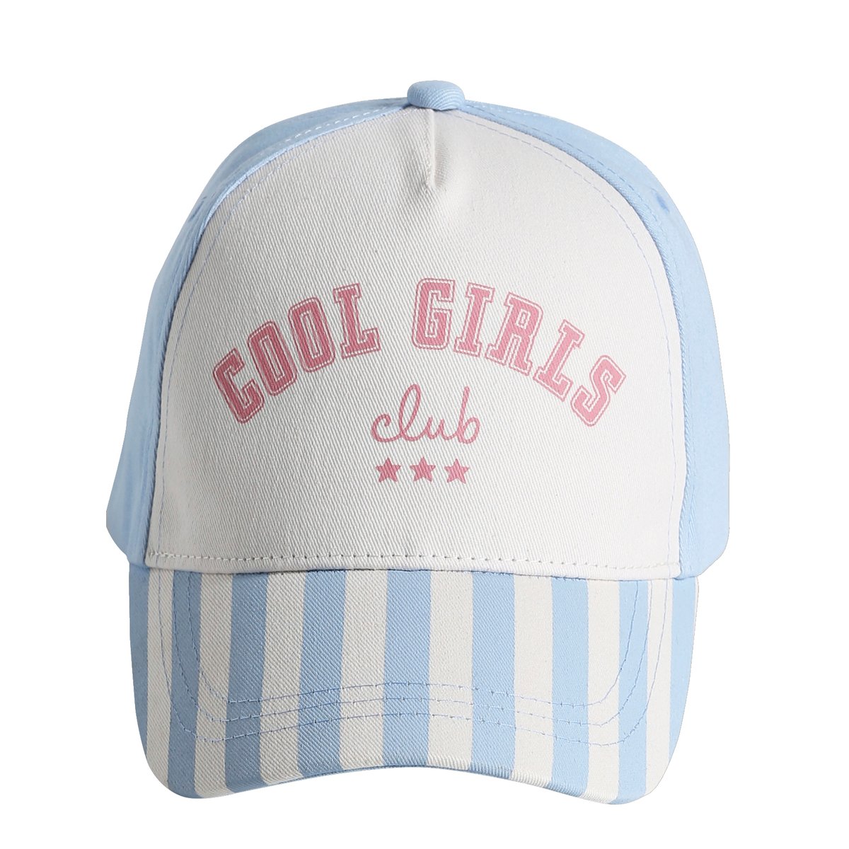 Casquette "Cool Girls Club" rayé bleu, VERTBAUDET