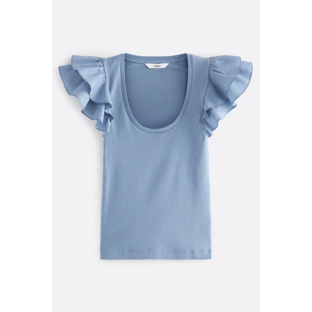 Haut côtelé en popeline avec bleu, NEXT