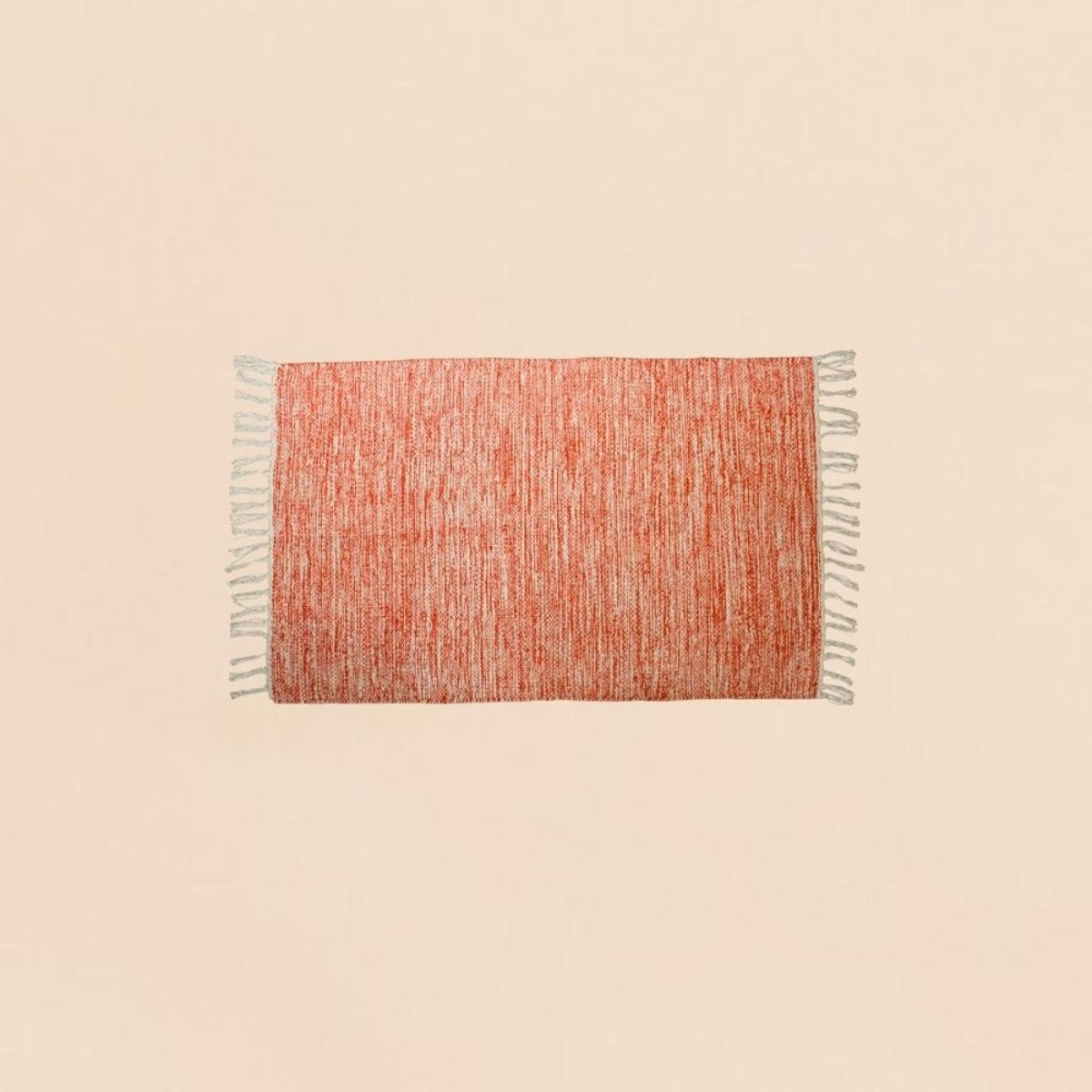 Tapis en coton à franges 60x90cm rouge, ORNAMI