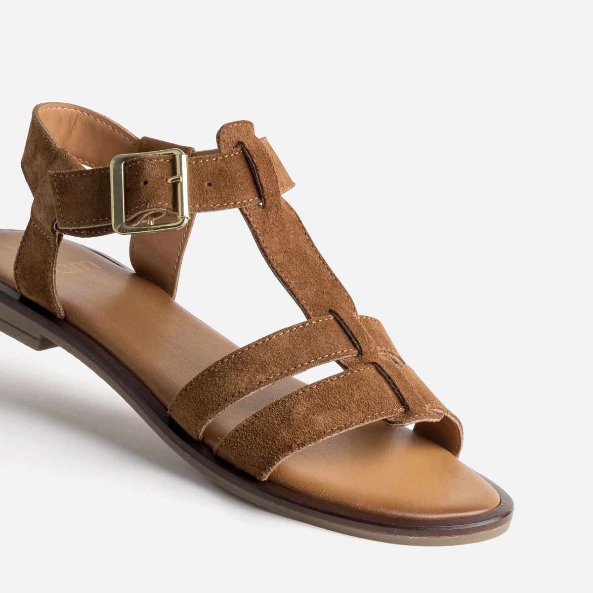 Sandale Plate en cuir SIRINE camel, ERAM