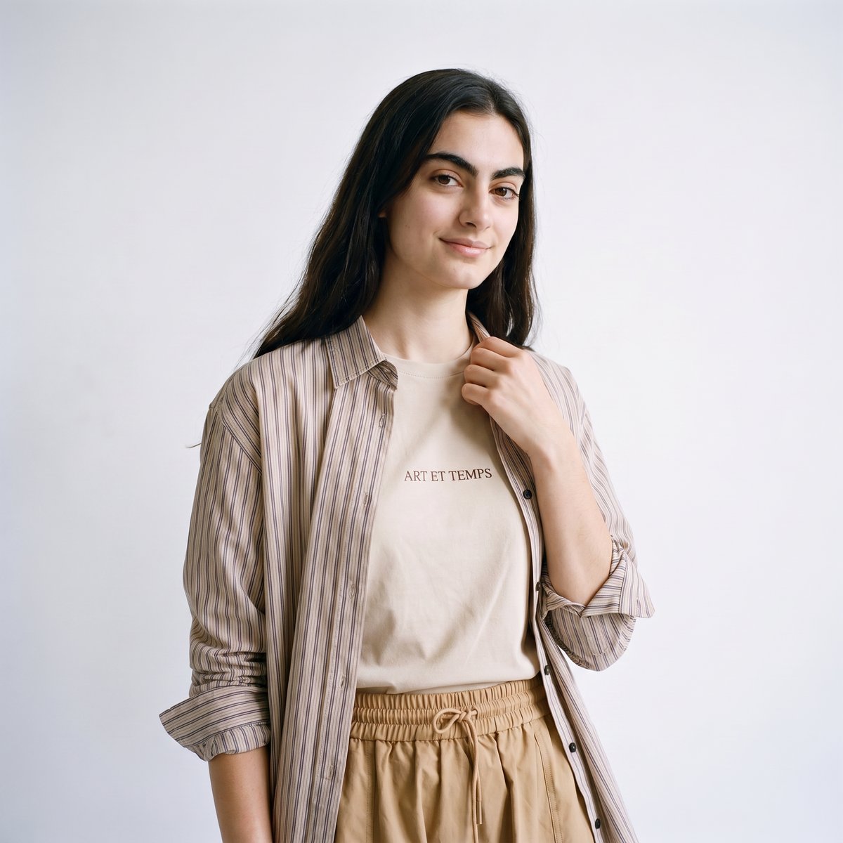 T-shirt col rond et manches courtes MARENA beige, ARTLOVE