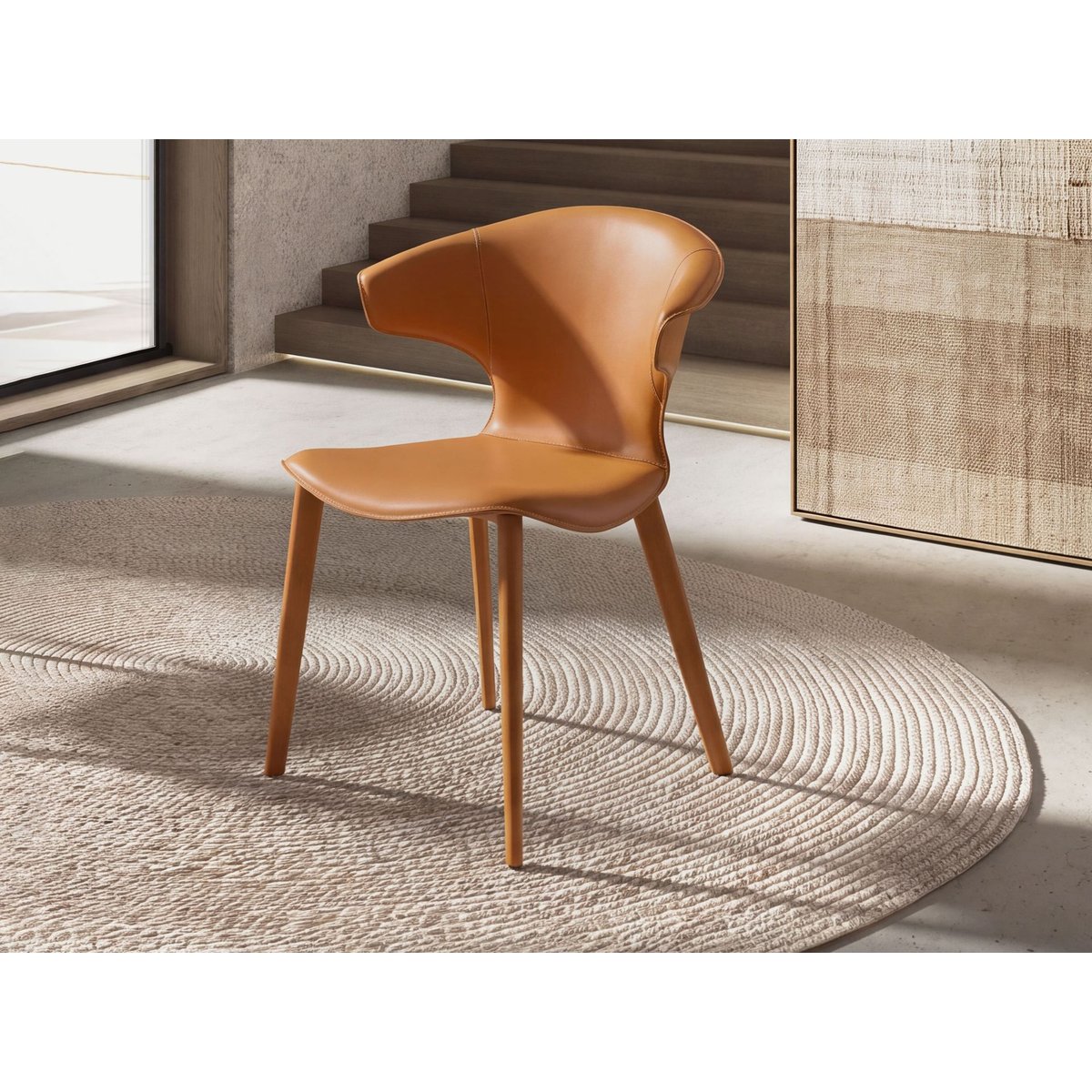 Chaise en cuir régénéré orange, ANGEL CERDA