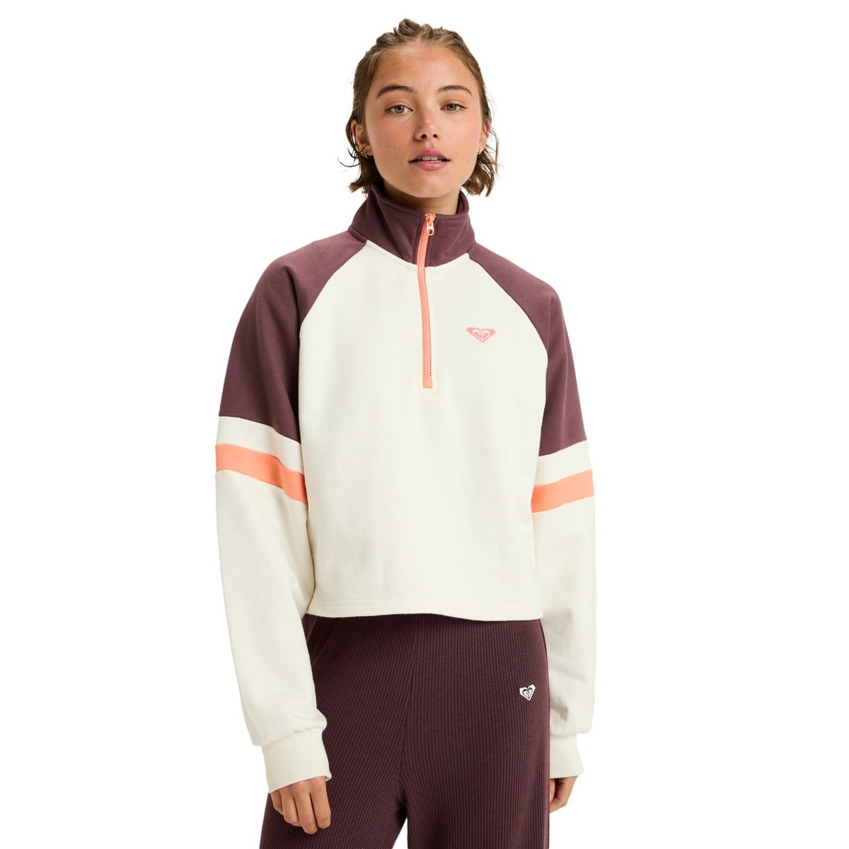 Polaire de sport ESSENTIAL ENERGY BOXY HALF ZIP. blanc whisper white, ROXY