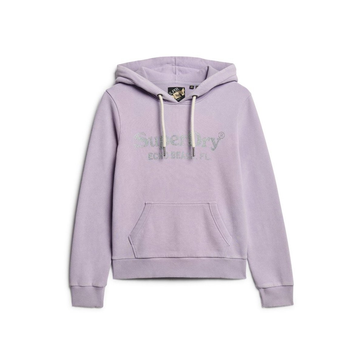 Sweat à capuche à logo métallisé Venue violet lavande clair, SUPERDRY