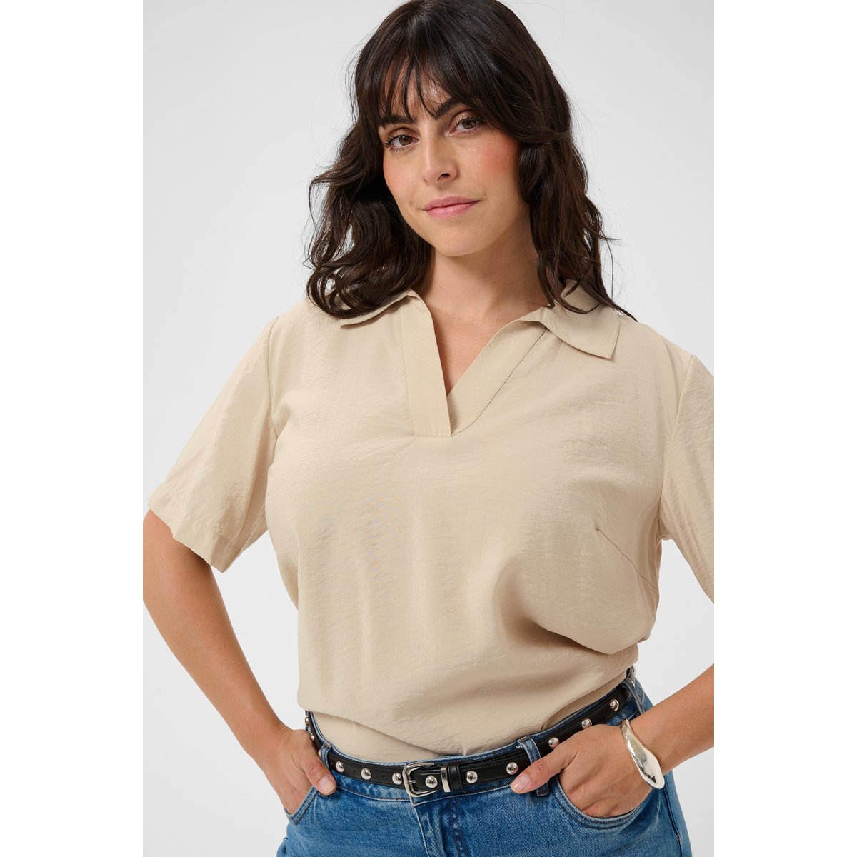 Blouse à manches courtes gris feather gray, KAFFE CURVE
