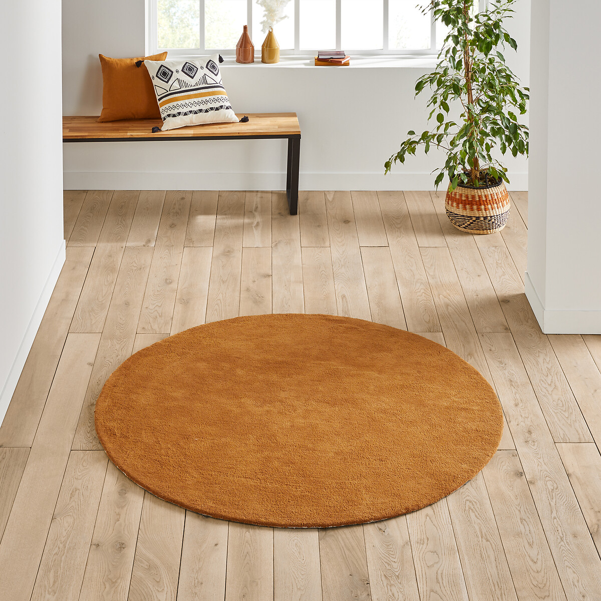 Tapis rond, coton tufté, Renzo, grand modèle caramel, LA REDOUTE INTERIEURS