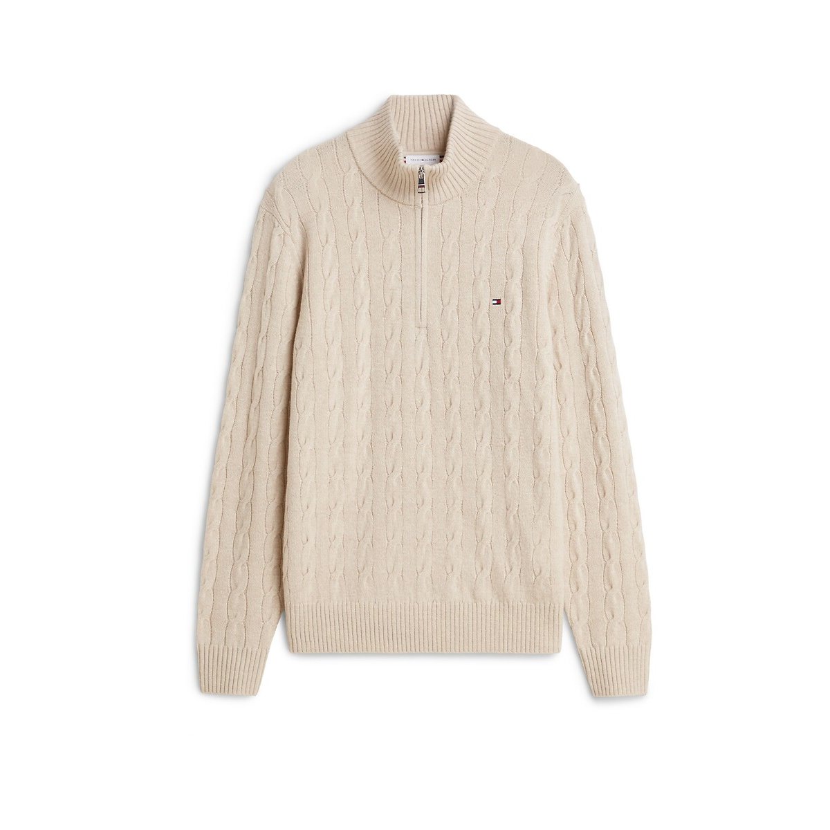 Pullover mit Stehkragen aus gedrehter Wolle avoine, TOMMY HILFIGER
