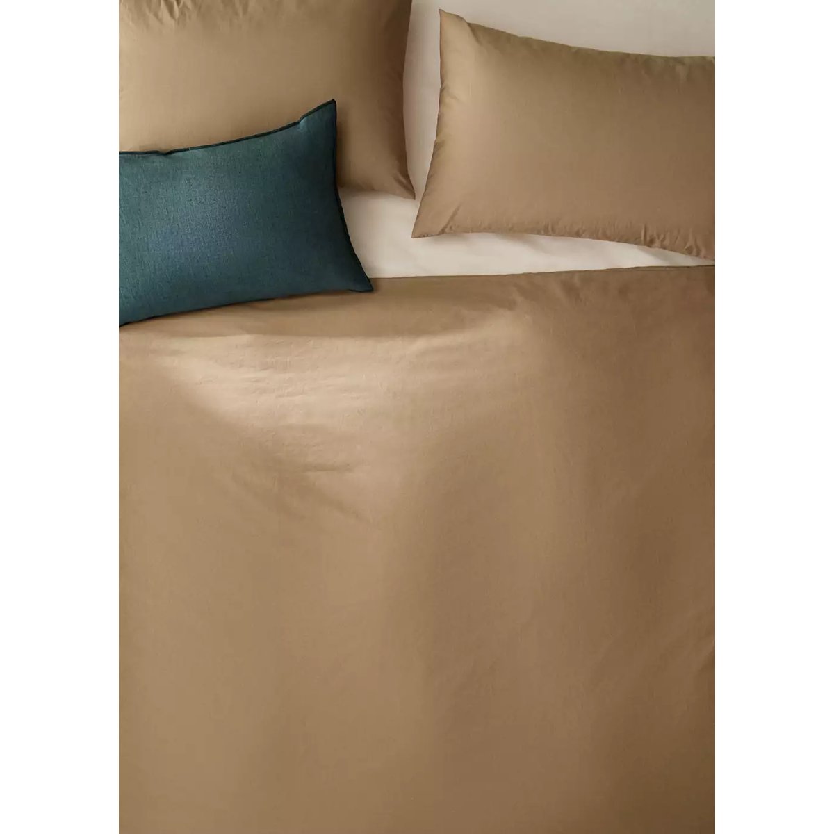Housse de couette percale de coton 300 fils lit 180/200 cm tabac, MANGO HOME