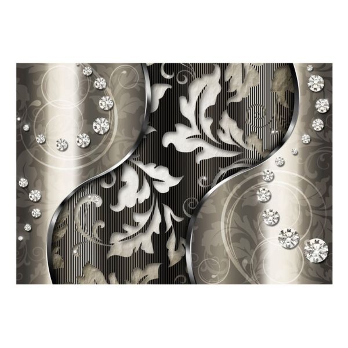 Papier peint intissé panoramique Diamond leaves beige, EDEN