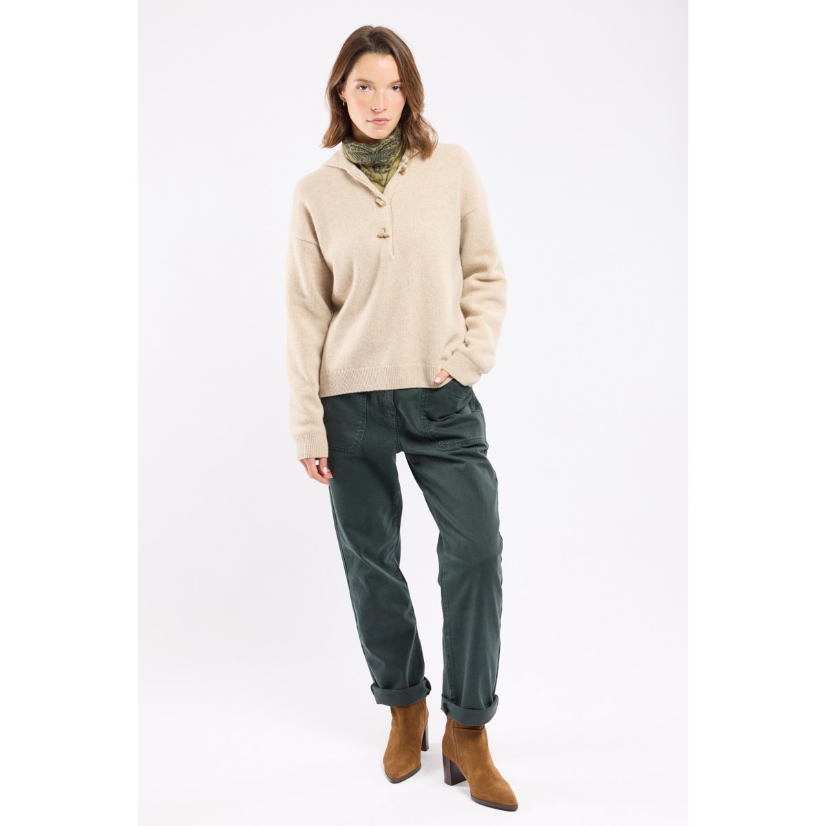 Pull col vareuse - laine irish cream, ARMOR-LUX