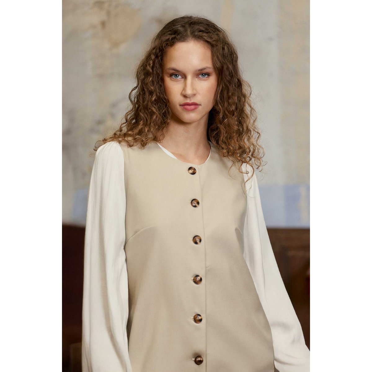 Robe courte évasée uni ROWEL 13-beige, LA PETITE ETOILE