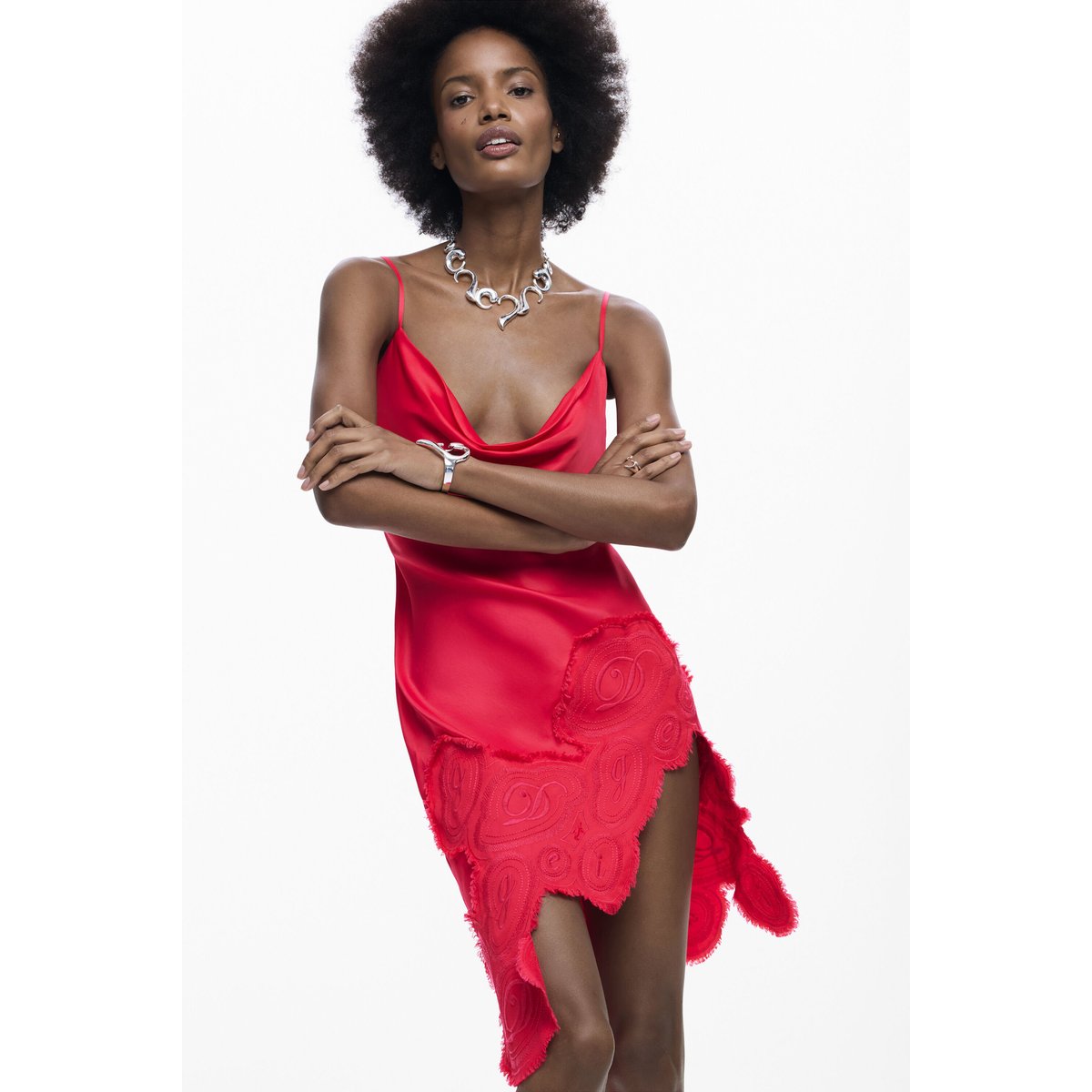 Robe nuisette asymétrique rouge, DESIGUAL