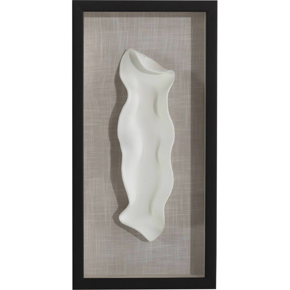 Tableau relief abstrait en argile et verre noir, crème et blanc, RECOLLECTION