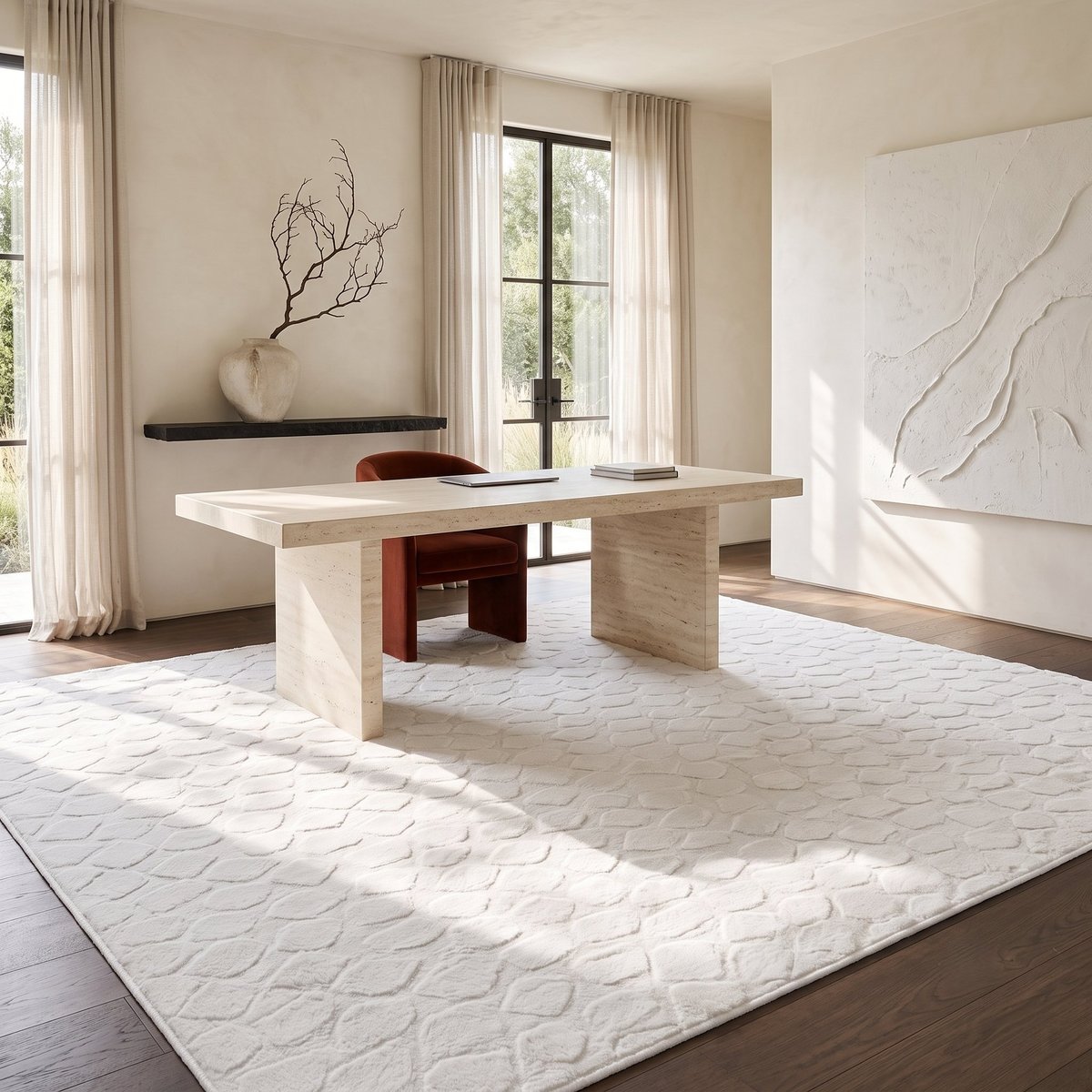 Tapis à relief  extra-doux SEVENTY blanc, touch, THE DECO FACTORY