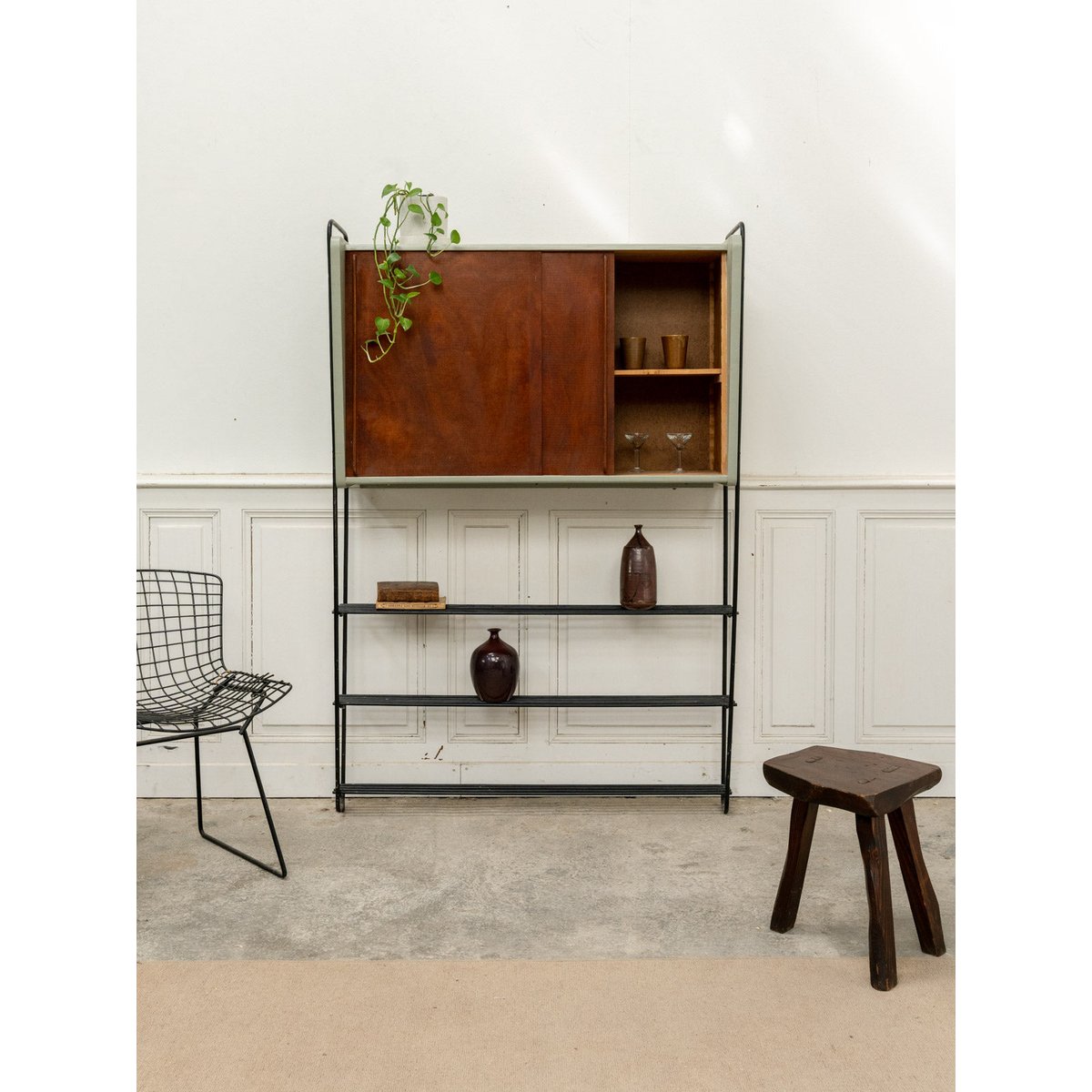 Étagère bibliothèque vintage au style scandinave Isabelle N°311 - Bon état bois foncé, DEBONGOUT