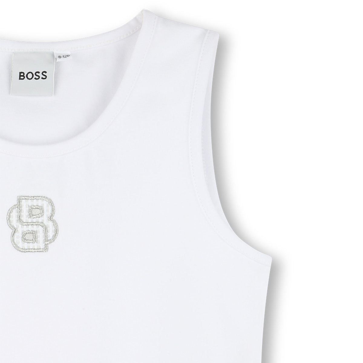 Canotta ricamata blanc, BOSS KIDSWEAR