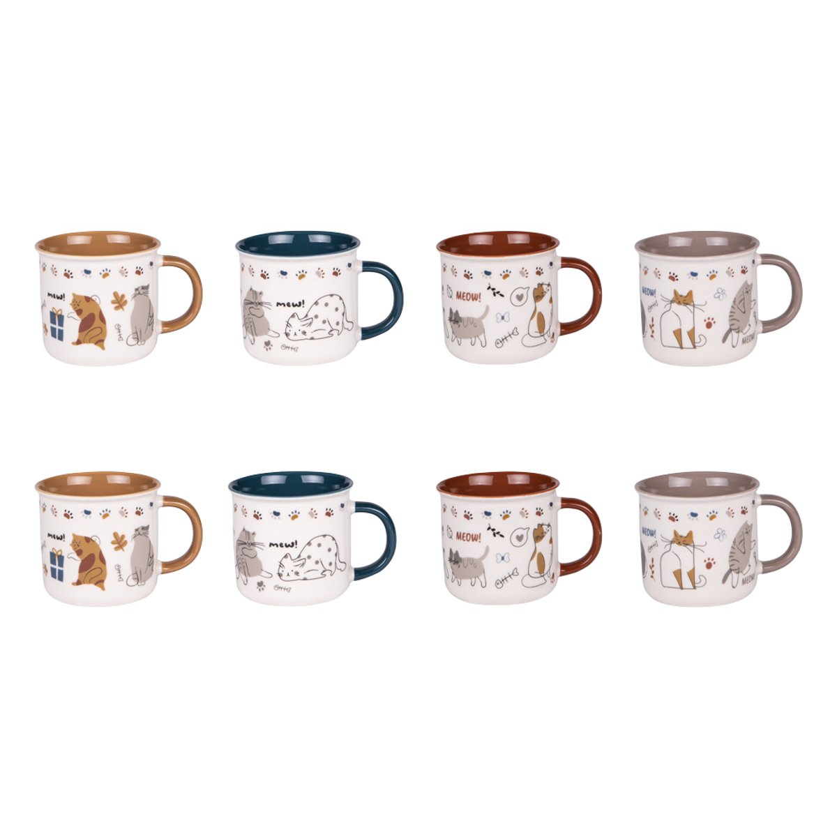Coffret de 8 tasses Chat 11 cl blanc, TABLE PASSION