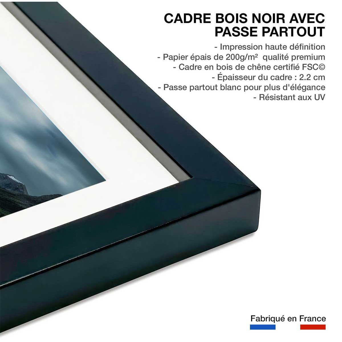 Affiche paysage du Canada, Lac de Banff affiche + cadre en bois - noir, HEXOA