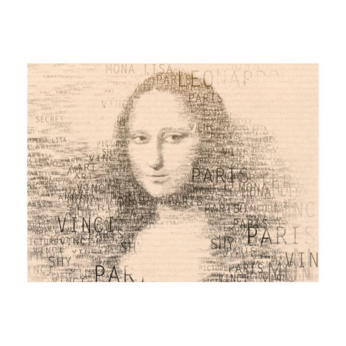 Papier peint intissé panoramique Personnes Mona Lisa : portrait en lettres noir, EDEN