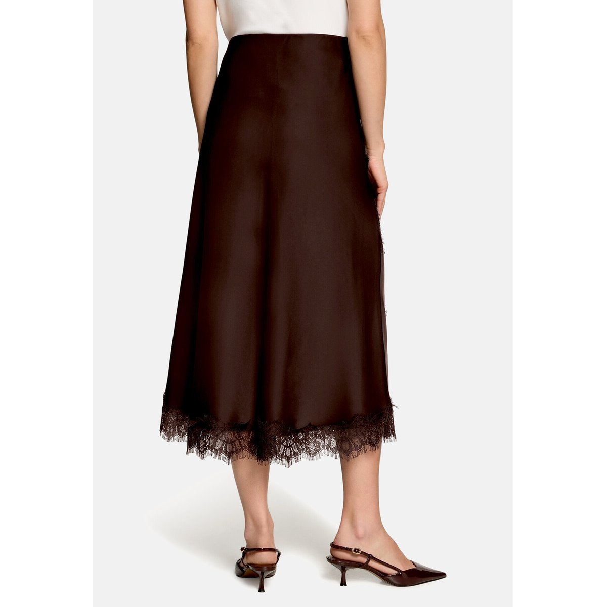 Jupe en satin en dentelle chocolate plum, ZERO