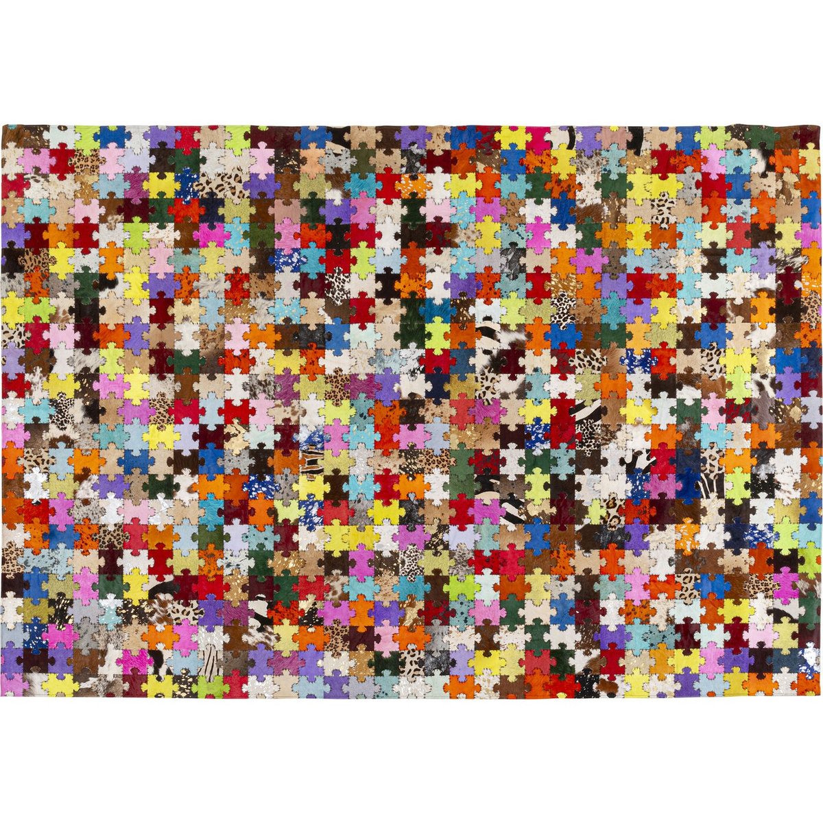 Tapis en cuir motif puzzle, TILE multicolore, KARE DESIGN