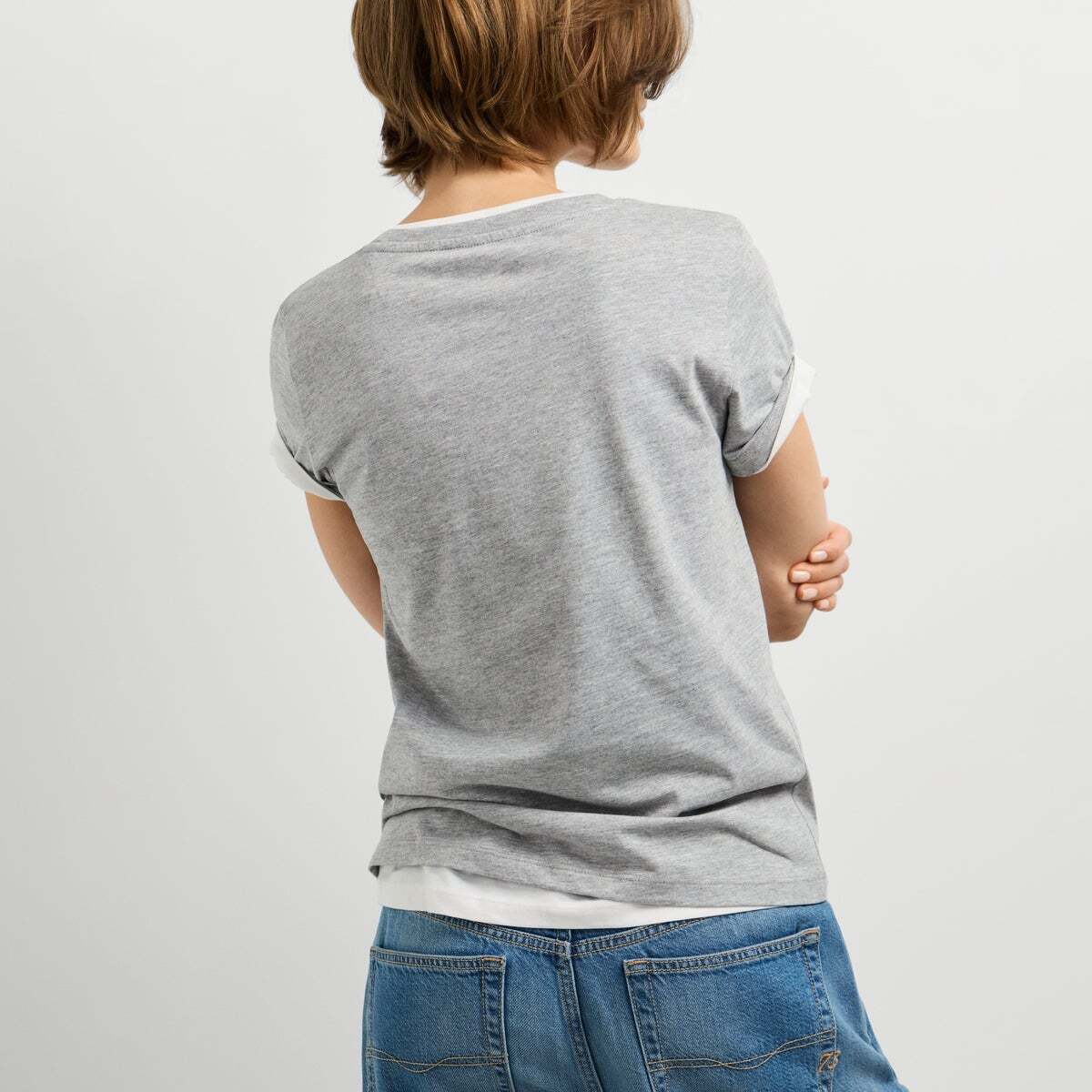 T-Shirt À Logo Rétro Imprimé gris chine, PEPE JEANS