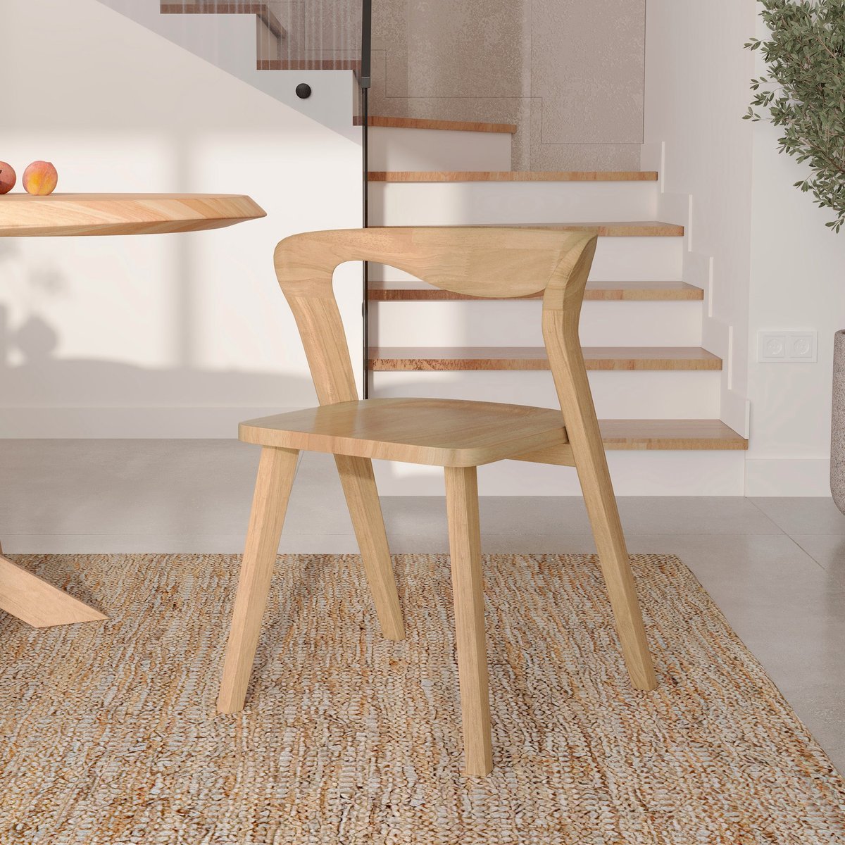 Chaise en bois d'hévéa - VEGA marron clair, MAISON PAVANE