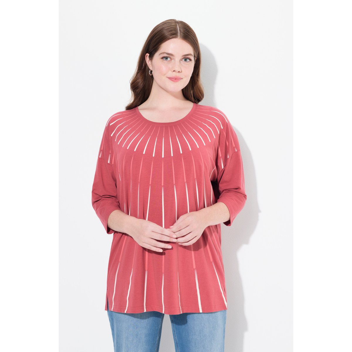 T-shirt oversize en coton bio framboise, ULLA POPKEN