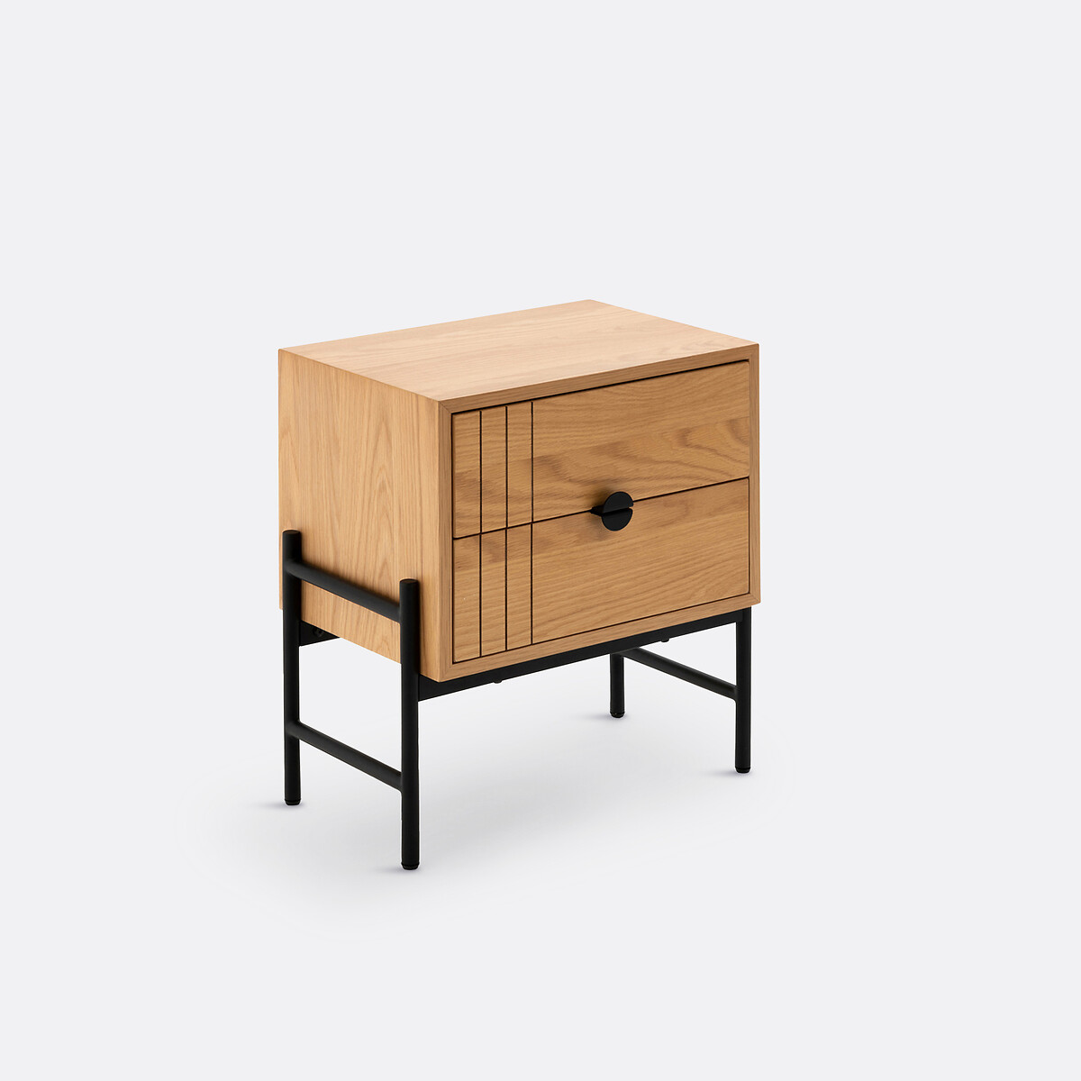 Chevet 2 tiroirs, Clara chêne/noir, LA REDOUTE INTERIEURS