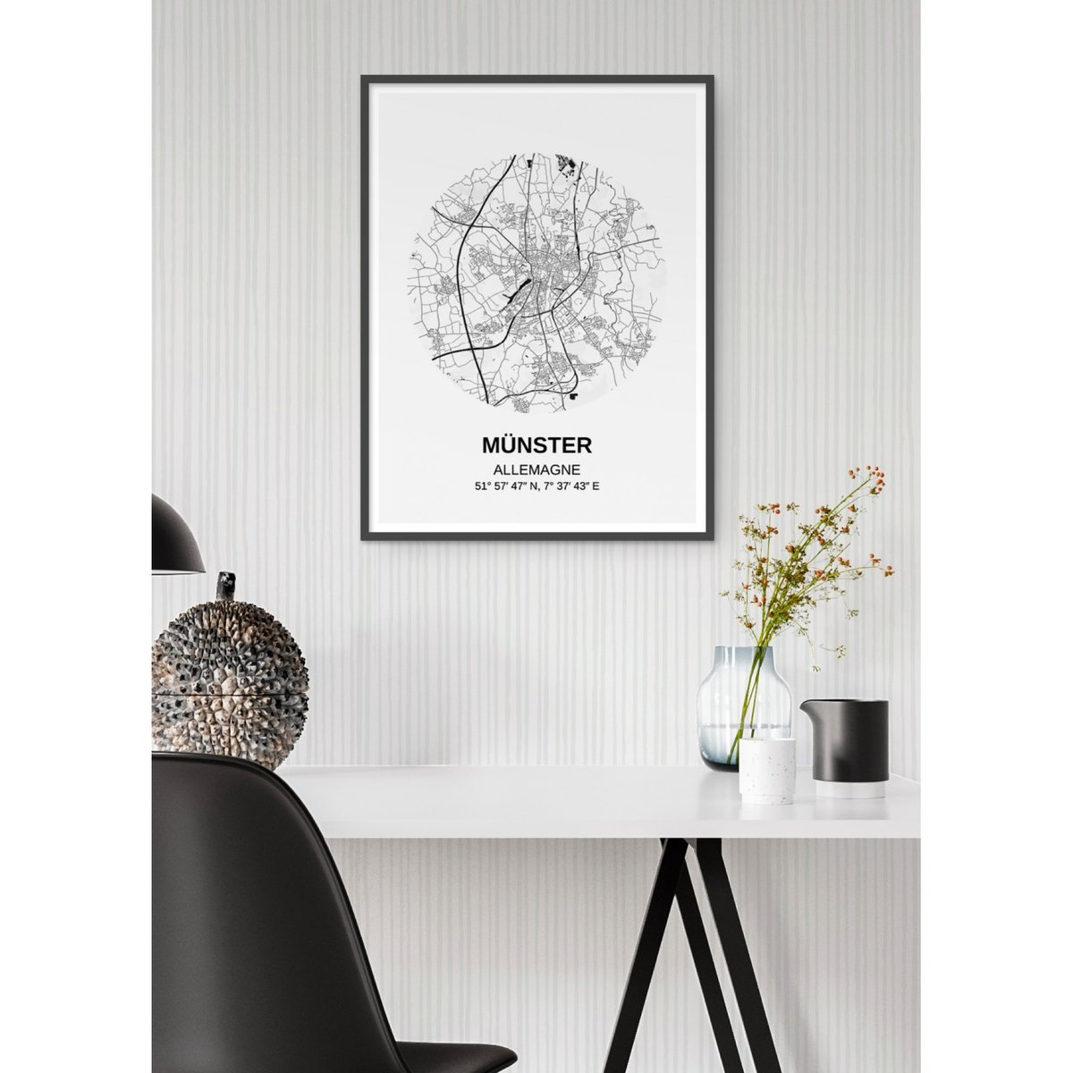 Affiche Carte Münster blanc, L'AFFICHERIE
