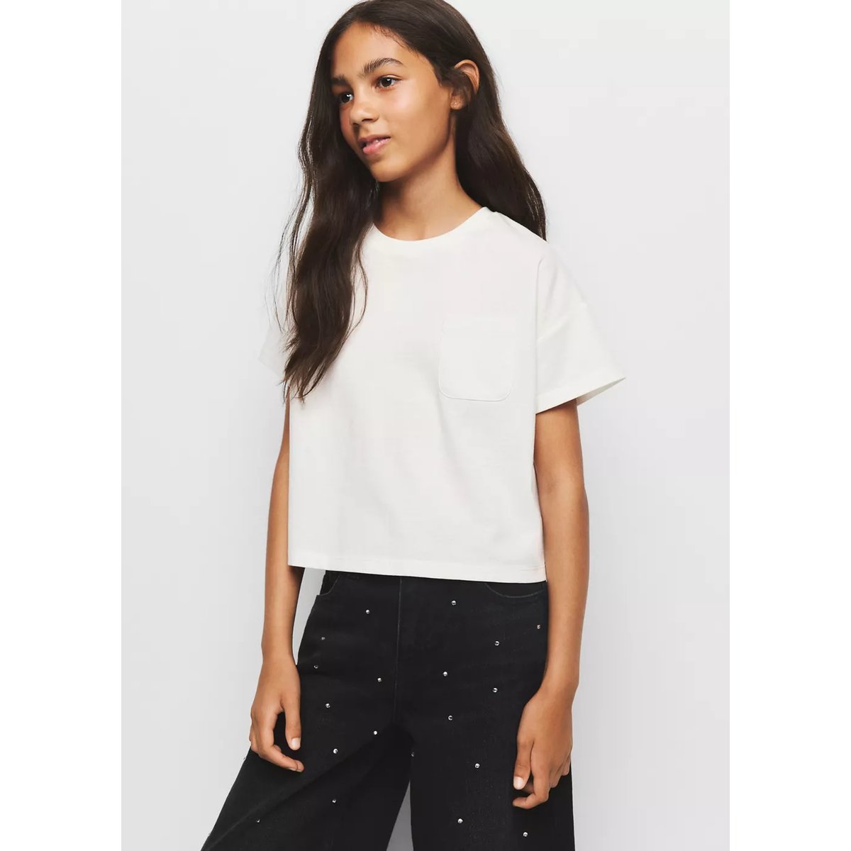 T-shirt coton ouverture au dos blanc cassé, MANGO KIDS
