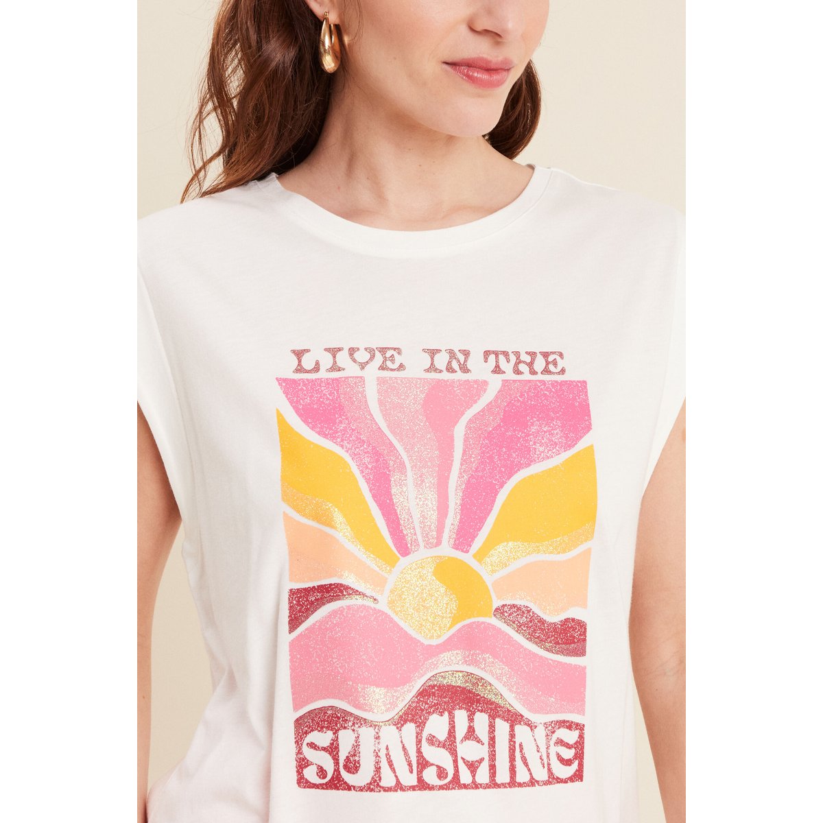 T-shirt sans manches ecru, BREAL