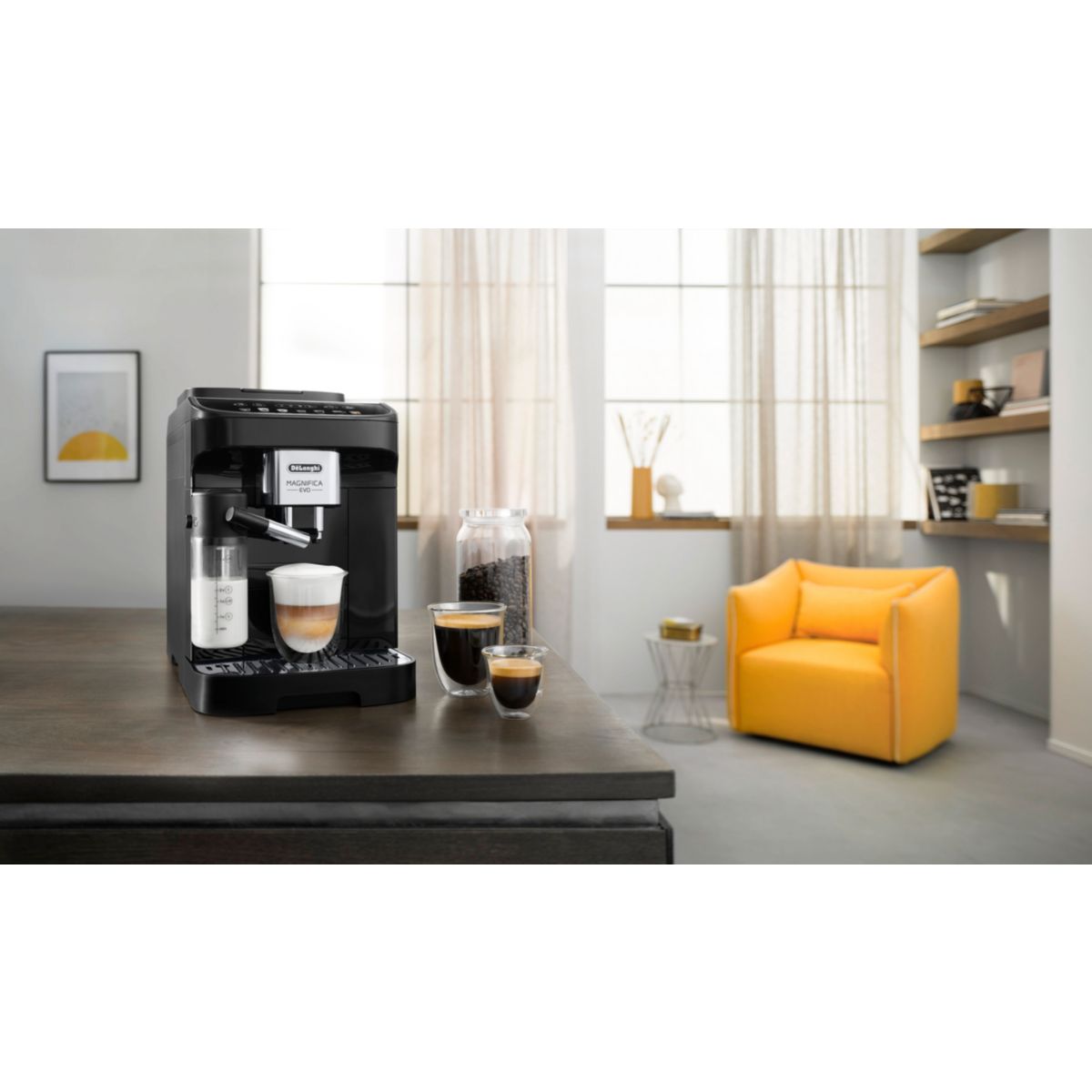 Expresso Broyeur Magnifica Evo My Latte FEB2961.B noir noir, DELONGHI