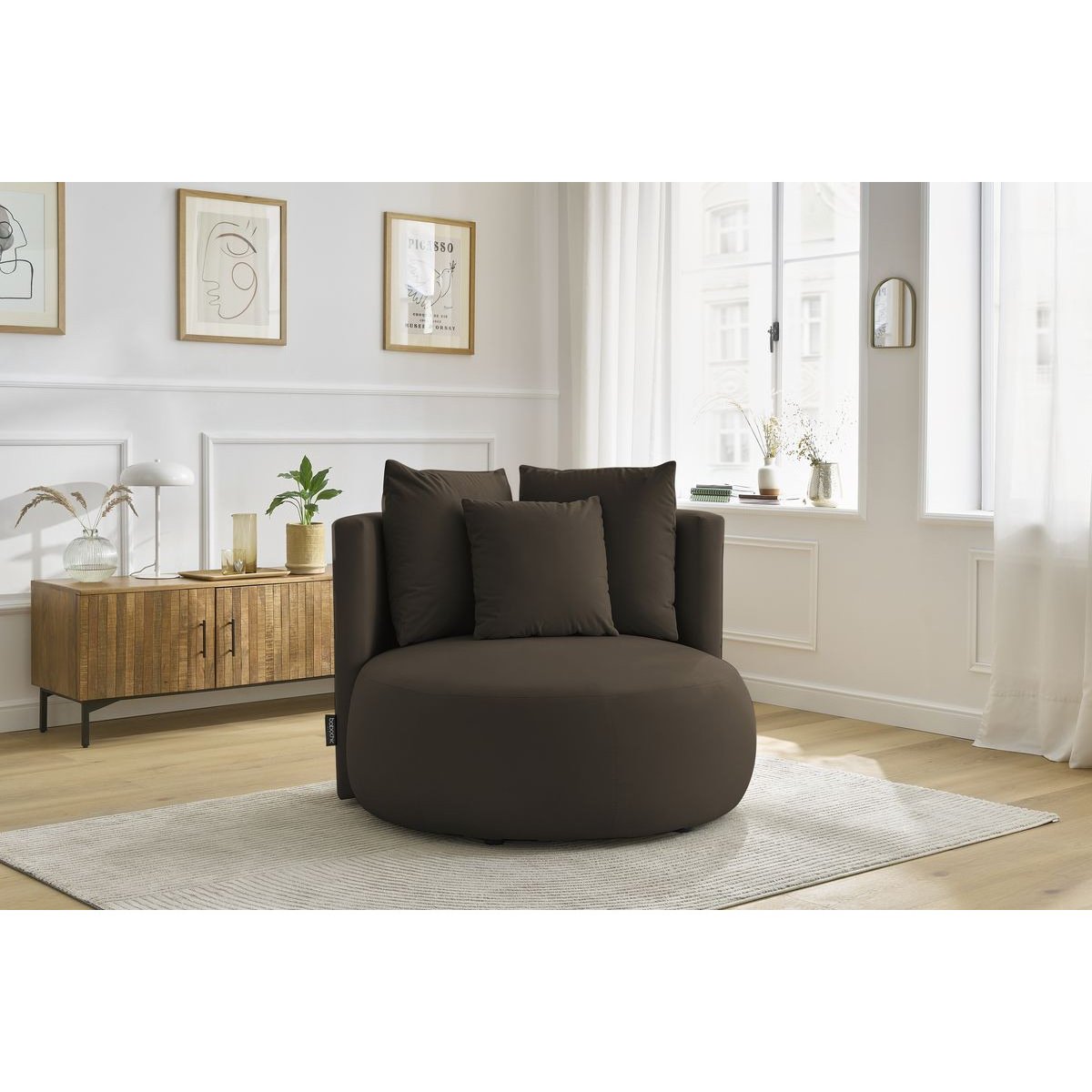 Fauteuil velours, CESAR marron, BOBOCHIC
