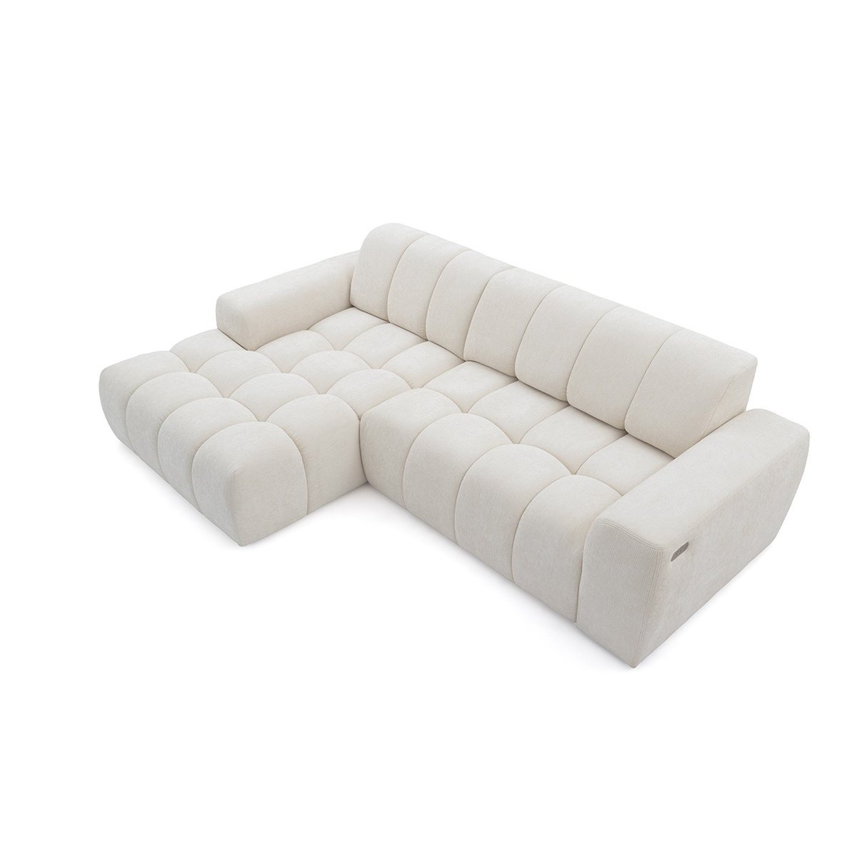 Canapé d'angle convertible 3 places en tissu chenille, THEO beige, BOBOCHIC