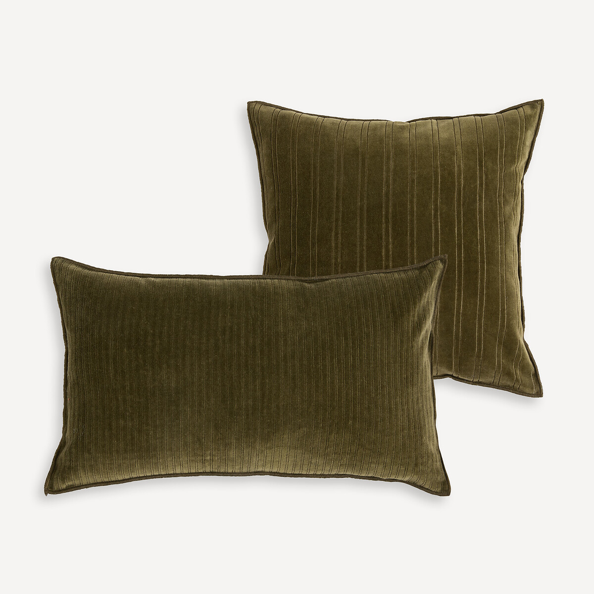 Housse de coussin rectangulaire, en velours ciselé, MILO kaki, LA REDOUTE INTERIEURS
