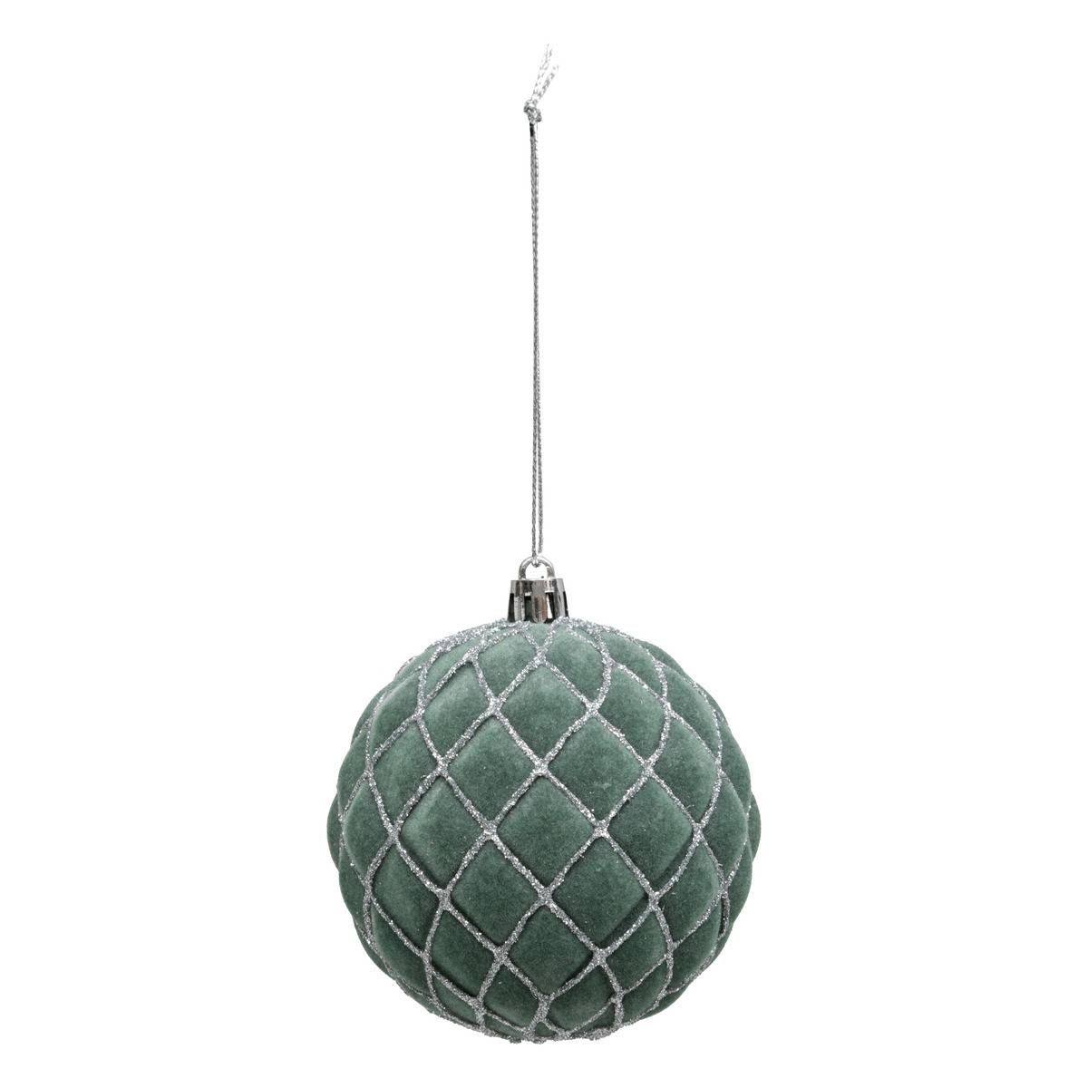 Boule de Noël pailletté vert x9 80mm vert, ATMOSPHERA