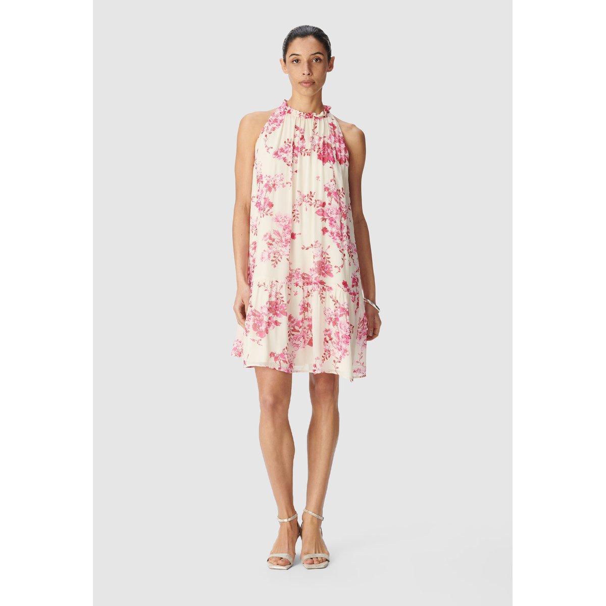 Robe sans manches imprimé floral ecru, IKKS
