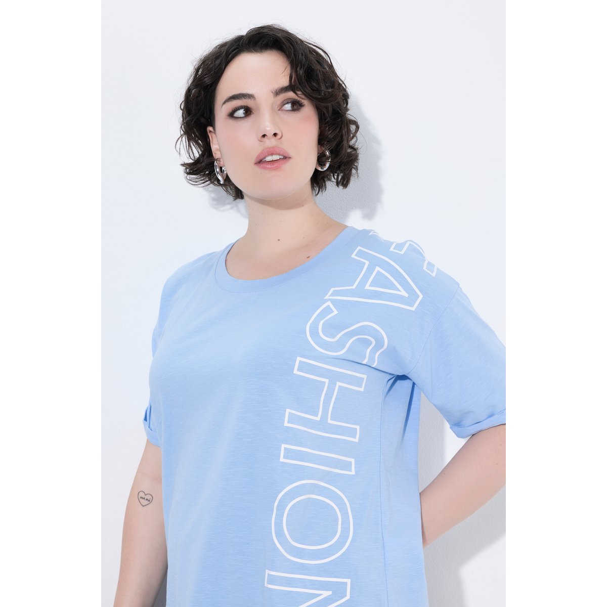T-shirt oversize avec message bleu tendre, ULLA POPKEN