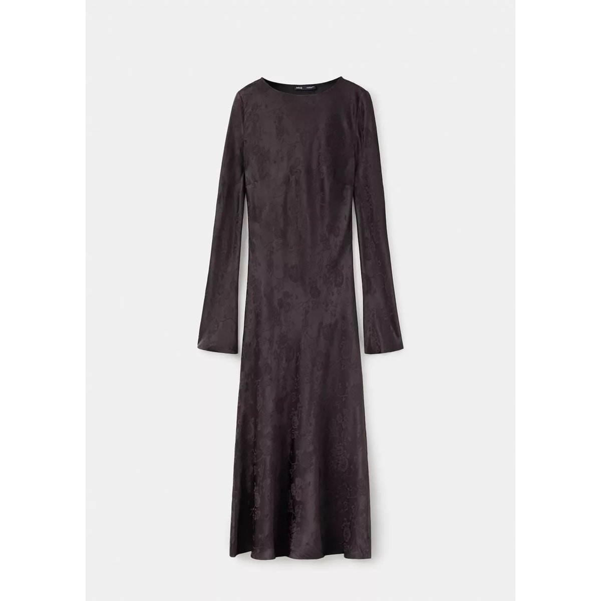 Robe jacquard à manches évasées marron, MANGO