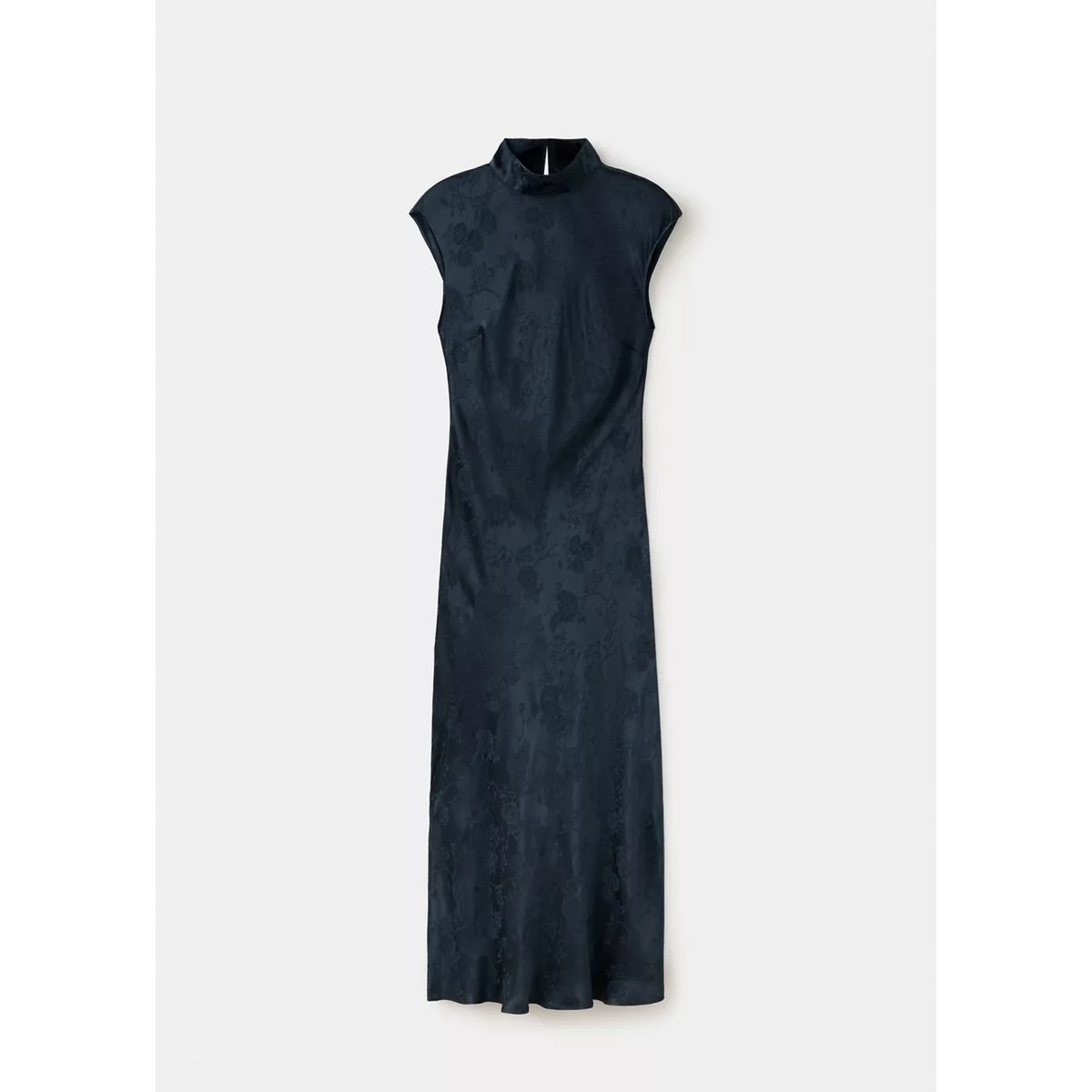 Robe jacquard à col officier bleu marine, MANGO