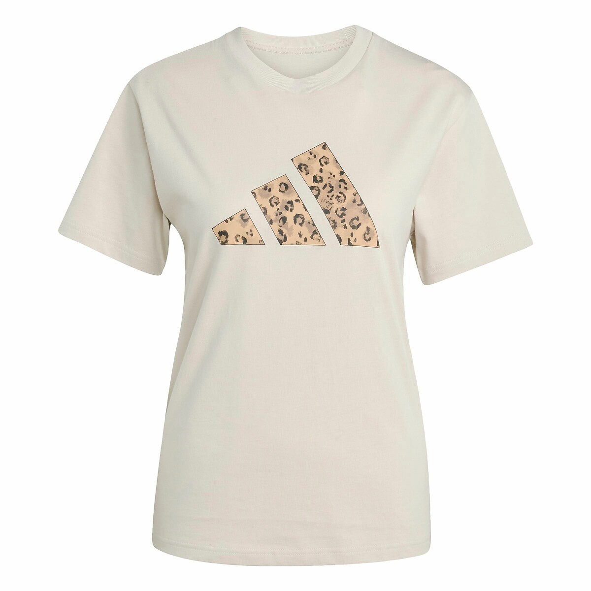 T-Shirt with Large Leopard Print Logo grey, ADIDAS SPORTSWEAR