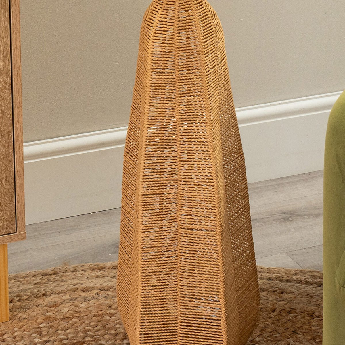 Ursula Rattan Midi Floor Lamp with White Shade brown              , ÉDITÉ