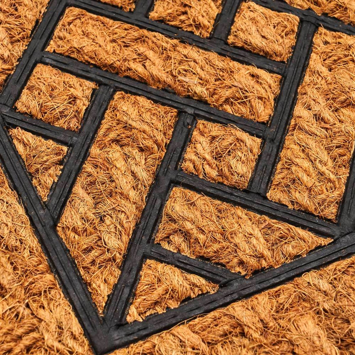 Paillasson en caoutchouc et fibres de coco imbrication 60x40cm marron, WADIGA