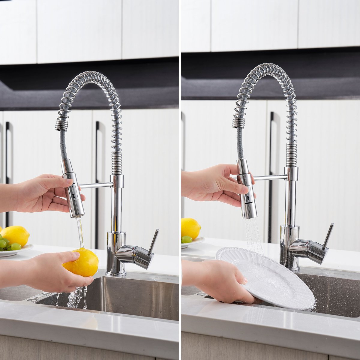 Robinet de cuisine avec douchette, TOMAS chrome, DELINIA