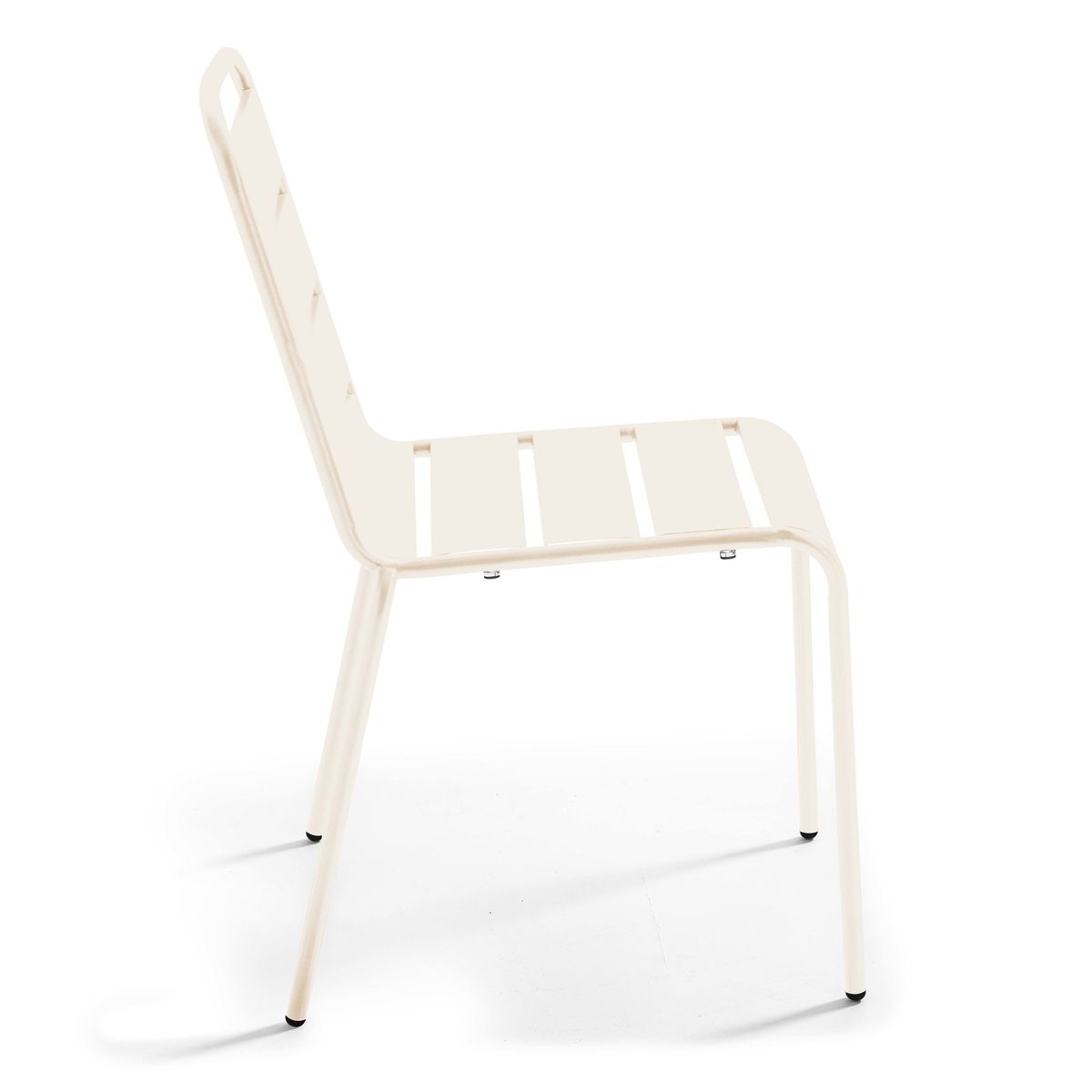 Ensemble table inclinable en HPL et 2 chaises en métal taupe chaise ivoire, OVIALA