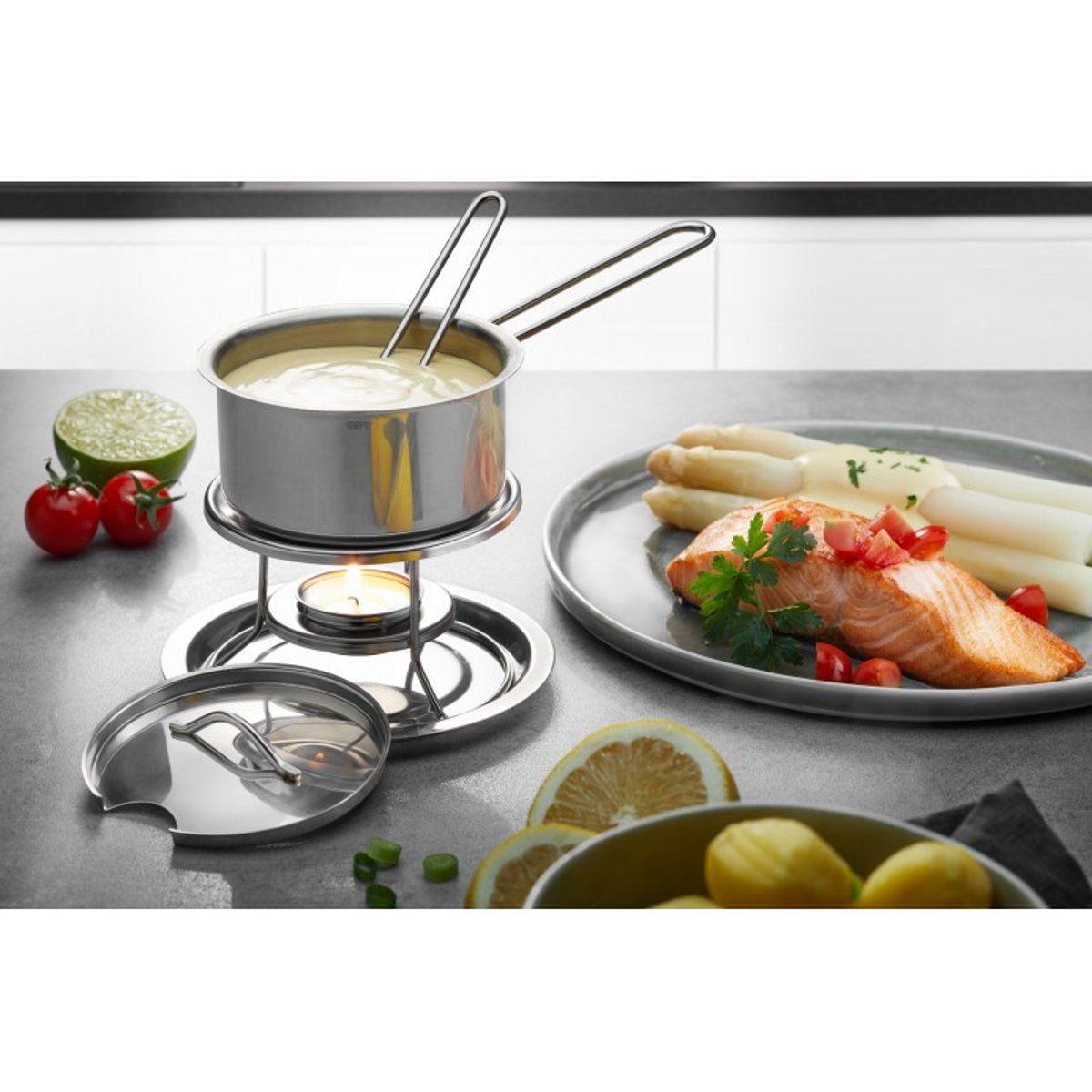 Set réchaud à sauce et à beurre caloric couleur unique, GEFU