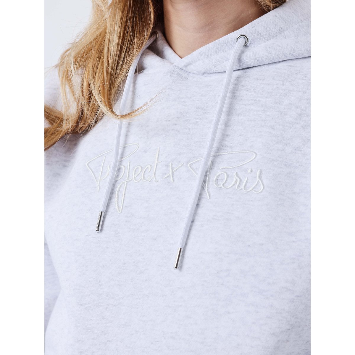 Sweat à Capuche femme Signature gris métal / blanc cassé, PROJECT X